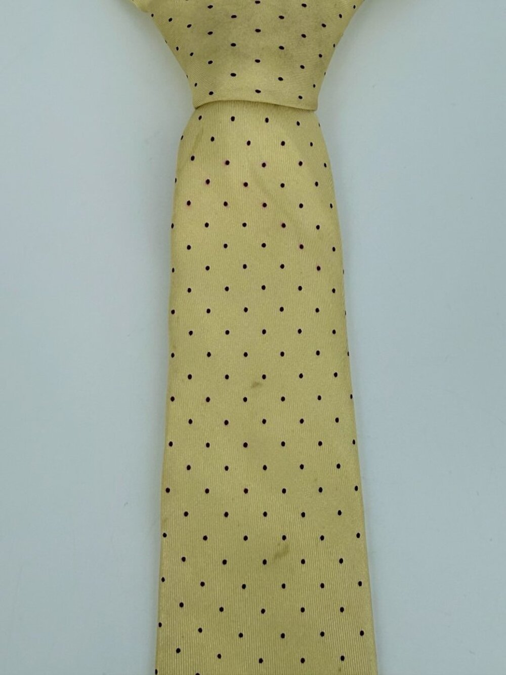 Vintage Brooks Brothers Brooksgate Silk Tie Yellow Navy Polka Dot